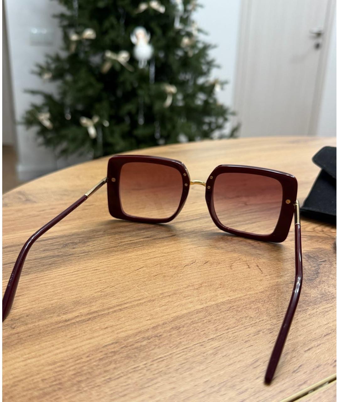 DOLCE&GABBANA Бордовые пластиковые солнцезащитные очки, фото 5