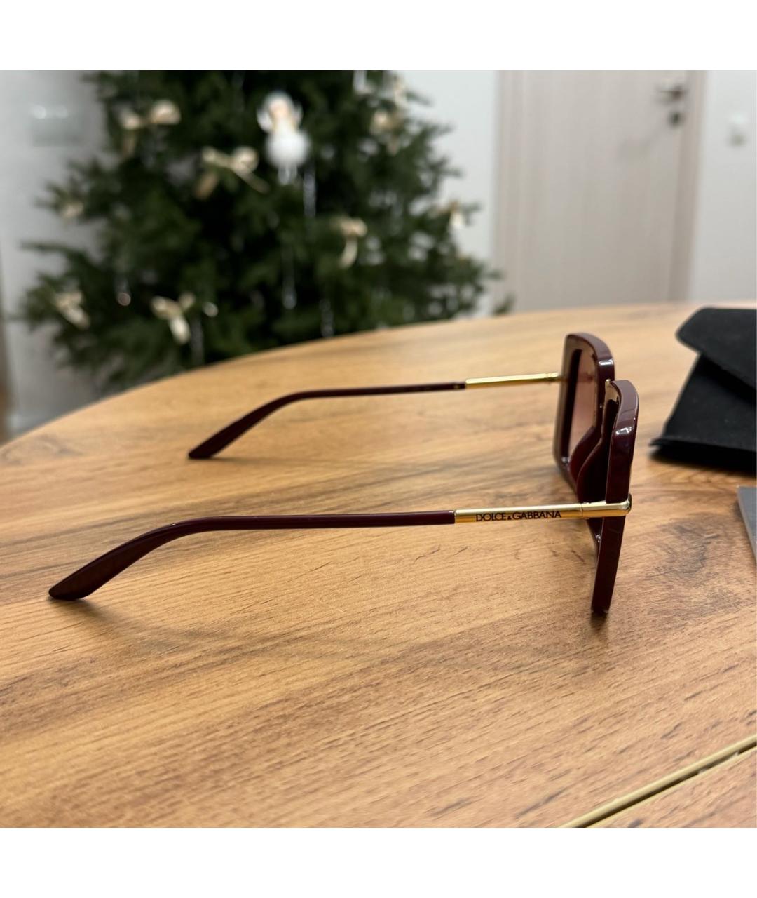 DOLCE&GABBANA Бордовые пластиковые солнцезащитные очки, фото 3