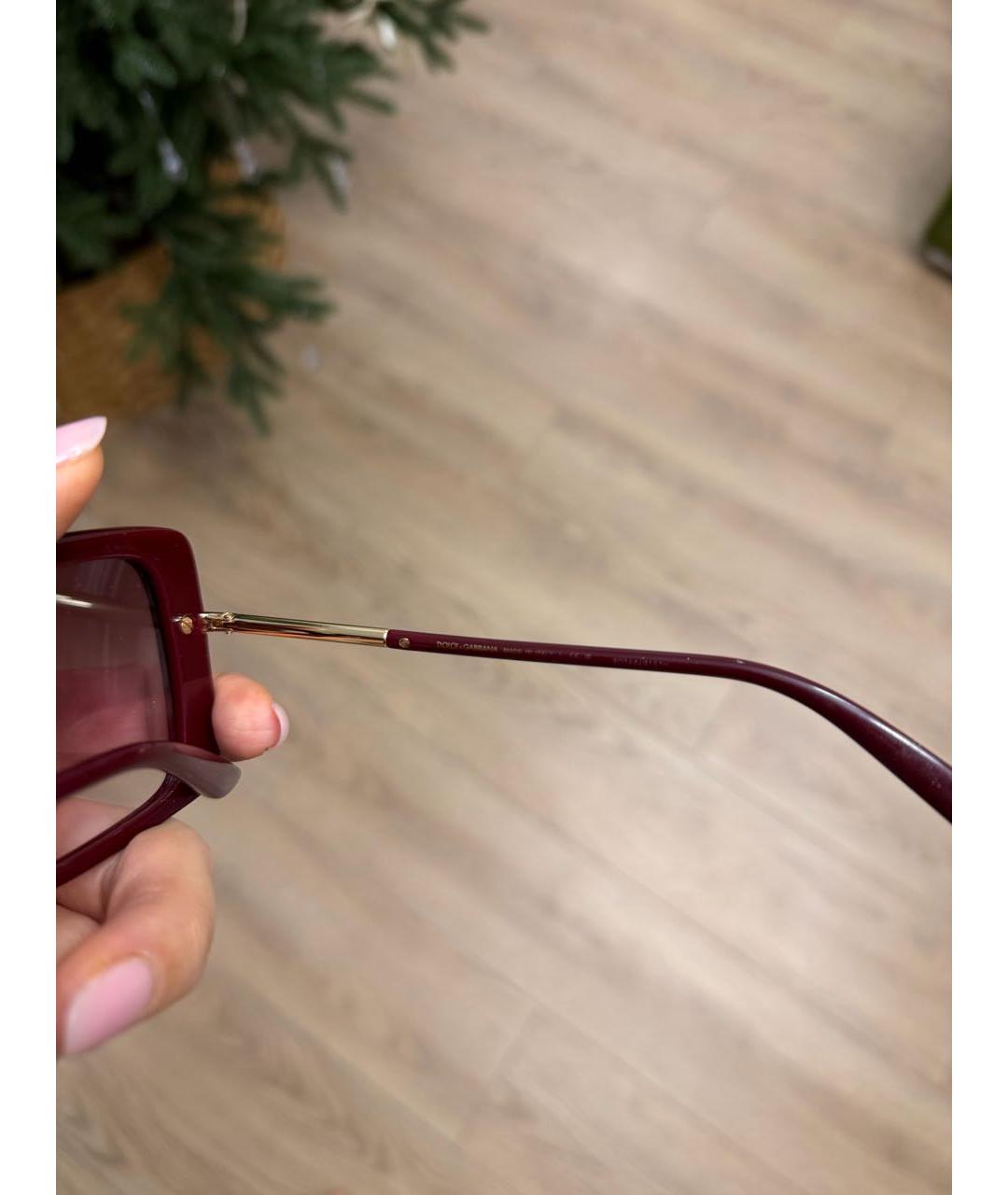 DOLCE&GABBANA Бордовые пластиковые солнцезащитные очки, фото 6