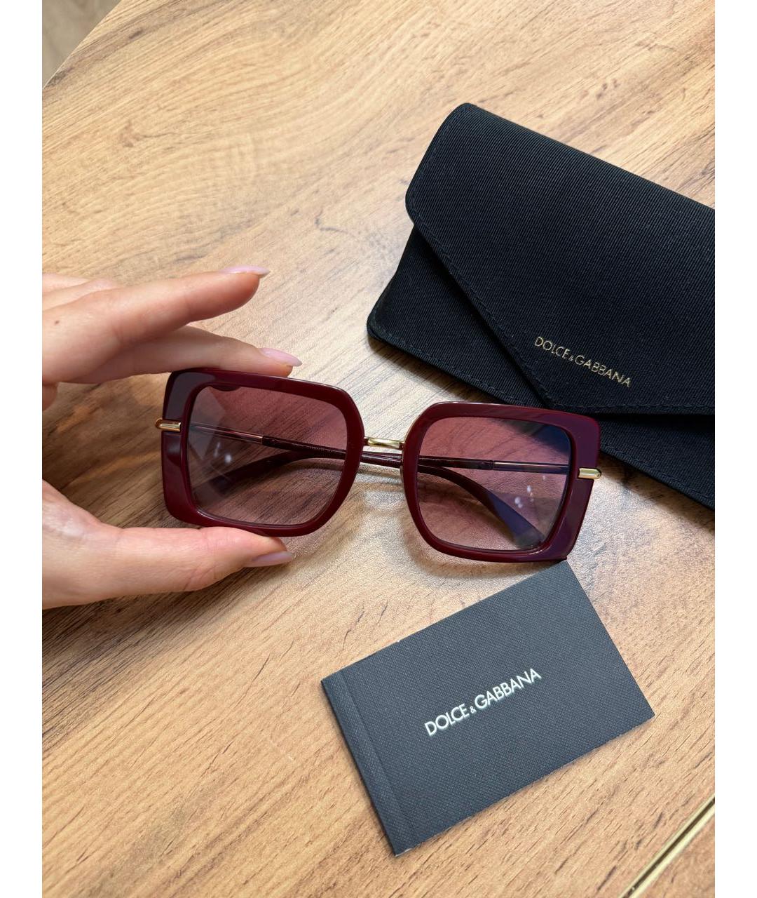 DOLCE&GABBANA Бордовые пластиковые солнцезащитные очки, фото 4