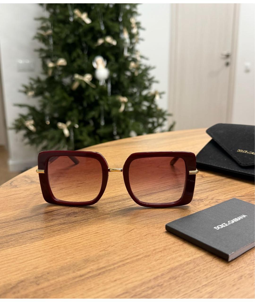 DOLCE&GABBANA Бордовые пластиковые солнцезащитные очки, фото 9