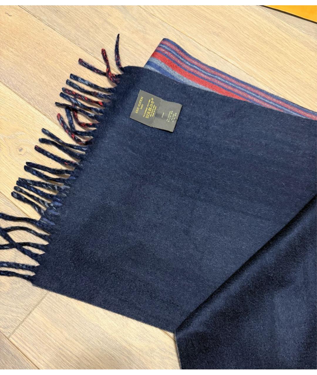 LOUIS VUITTON Темно-синий кашемировый шарф, фото 4