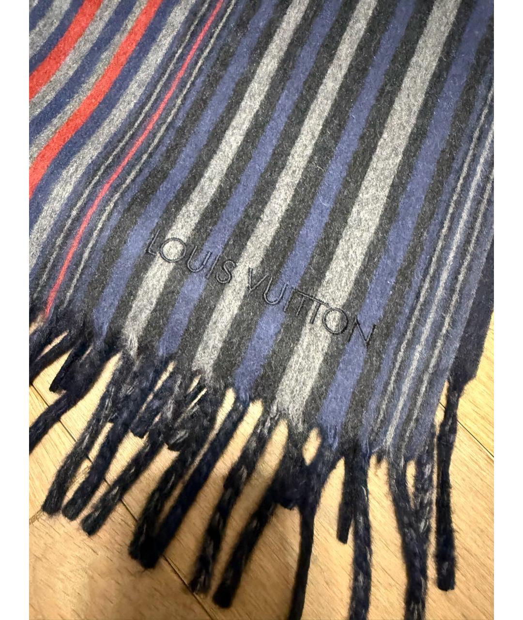 LOUIS VUITTON Темно-синий кашемировый шарф, фото 2
