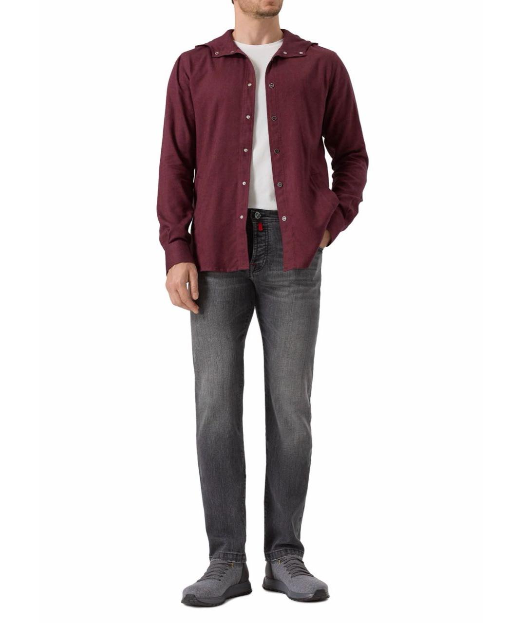 KITON Серые хлопковые прямые джинсы, фото 2