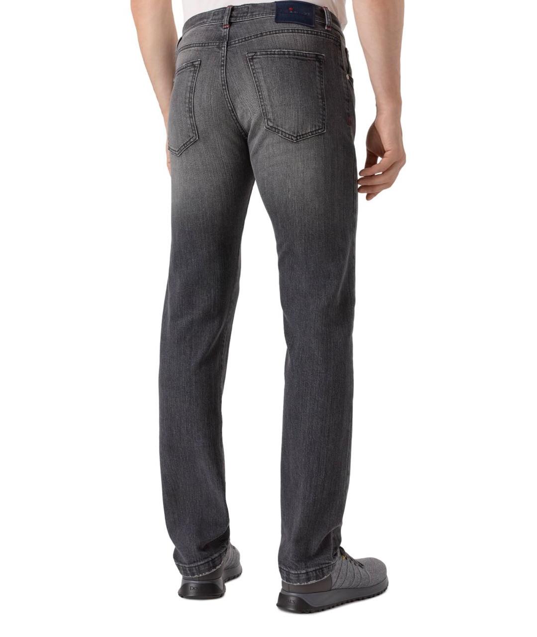 KITON Серые хлопковые прямые джинсы, фото 4