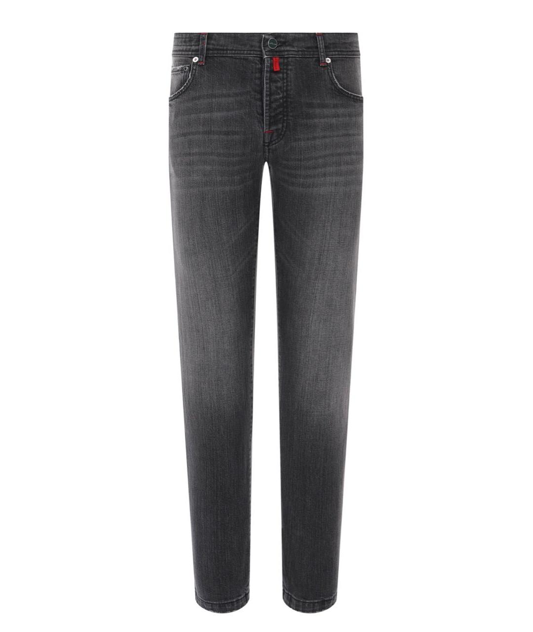 KITON Серые хлопковые прямые джинсы, фото 1