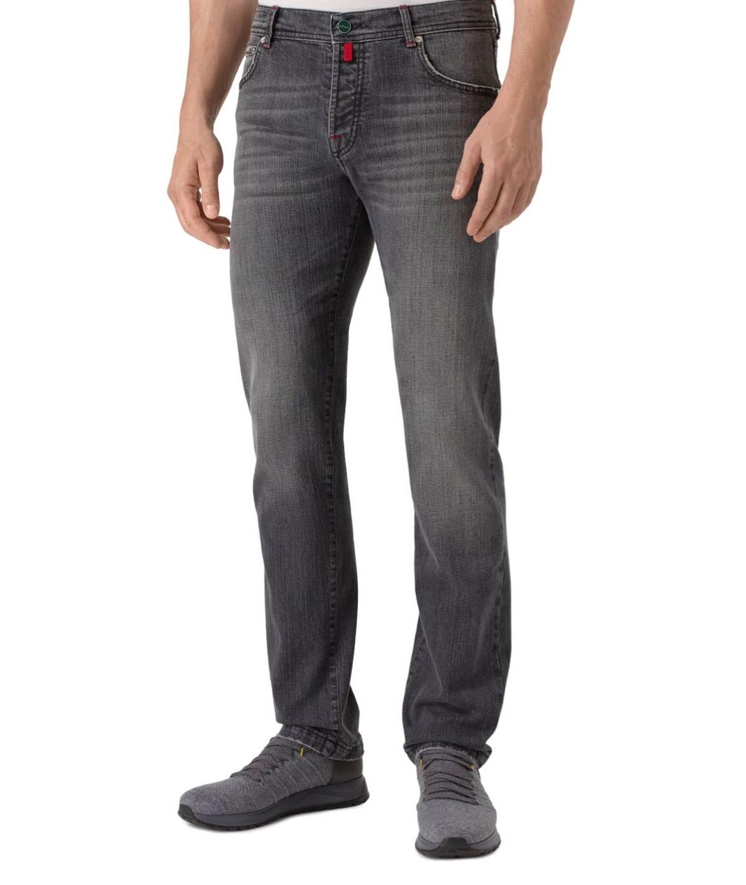 KITON Серые хлопковые прямые джинсы, фото 3