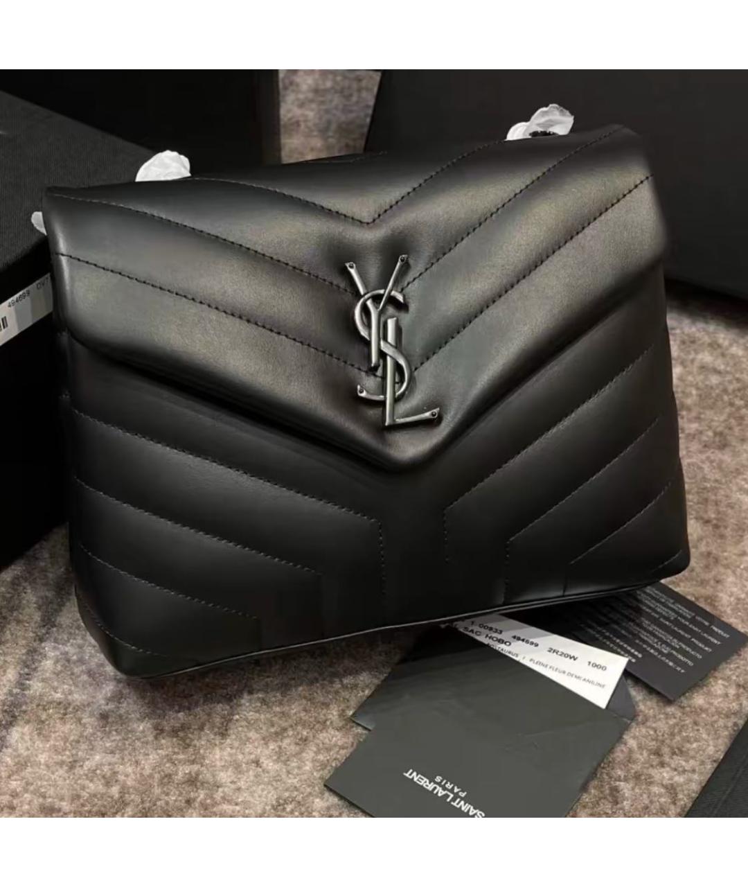 SAINT LAURENT Черная кожаная сумка через плечо, фото 2