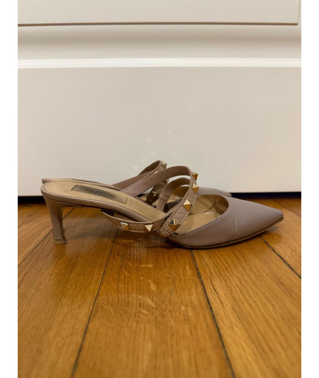 VALENTINO Бежевые кожаные мюли, фото 9