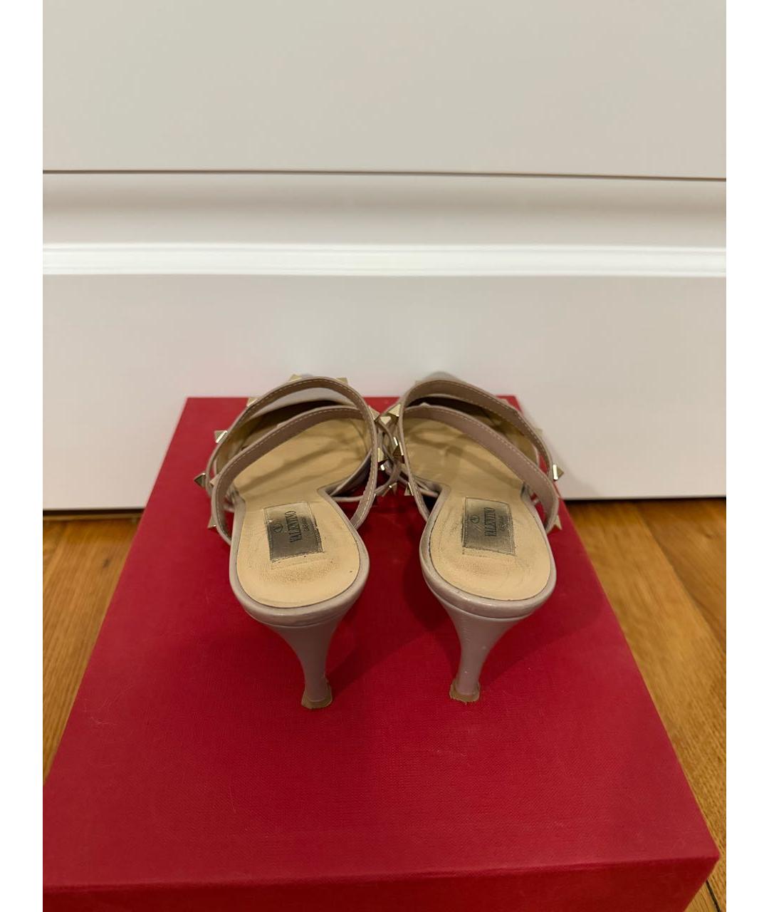 VALENTINO Бежевые кожаные мюли, фото 4