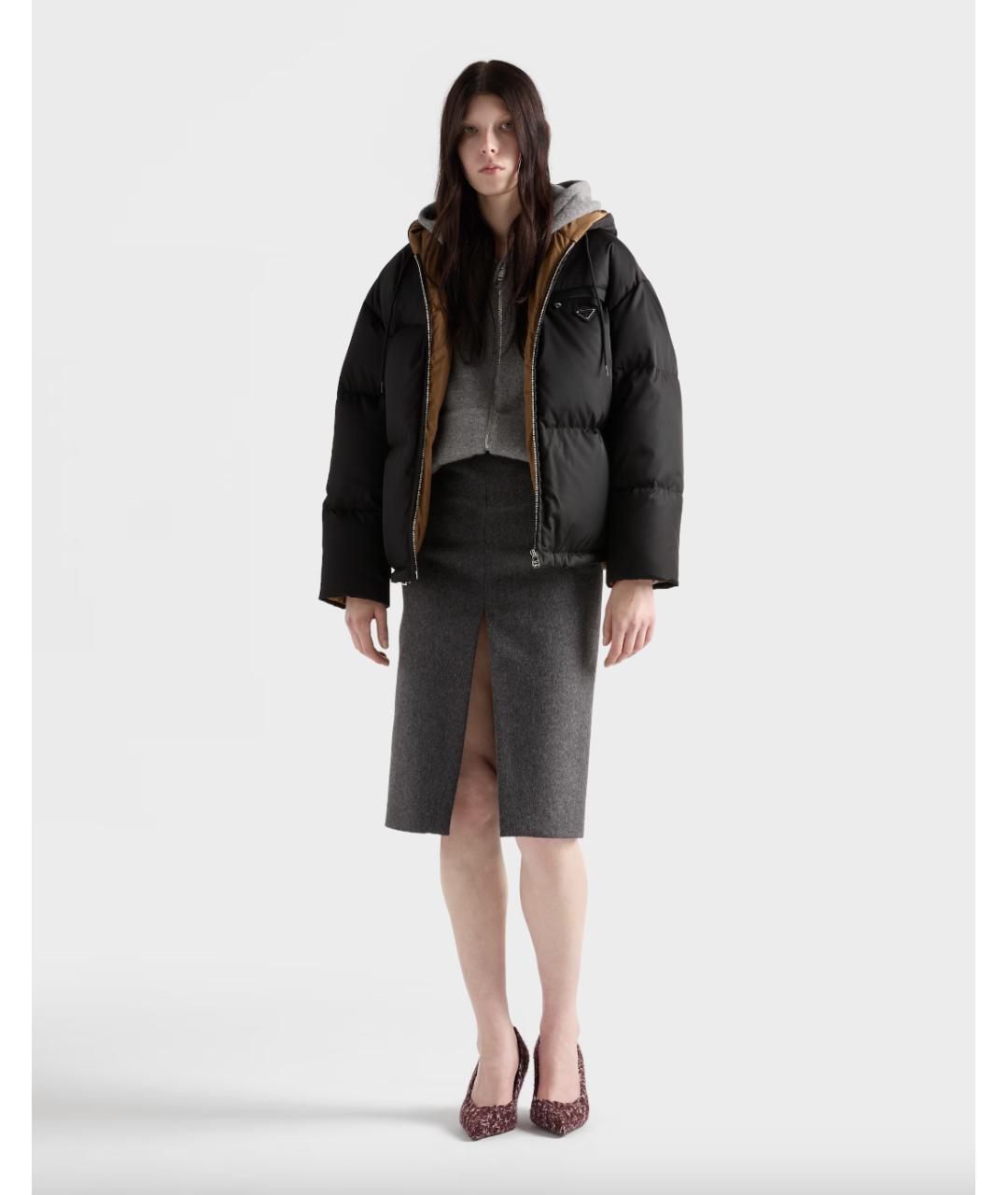 PRADA Черный полиамидовый пуховик, фото 2