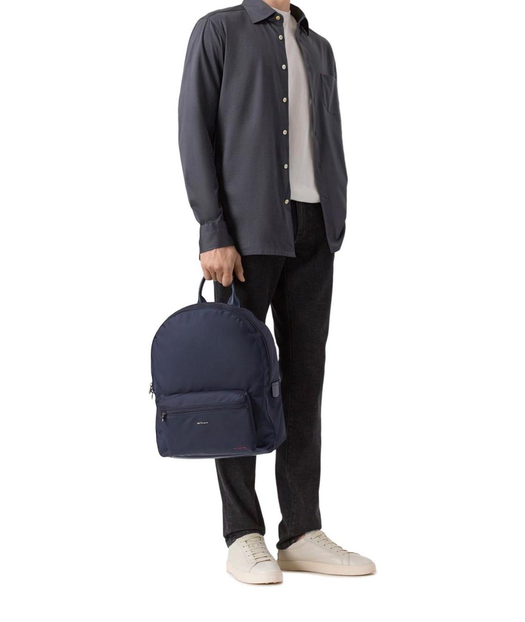 KITON Темно-синий тканевый рюкзак, фото 4
