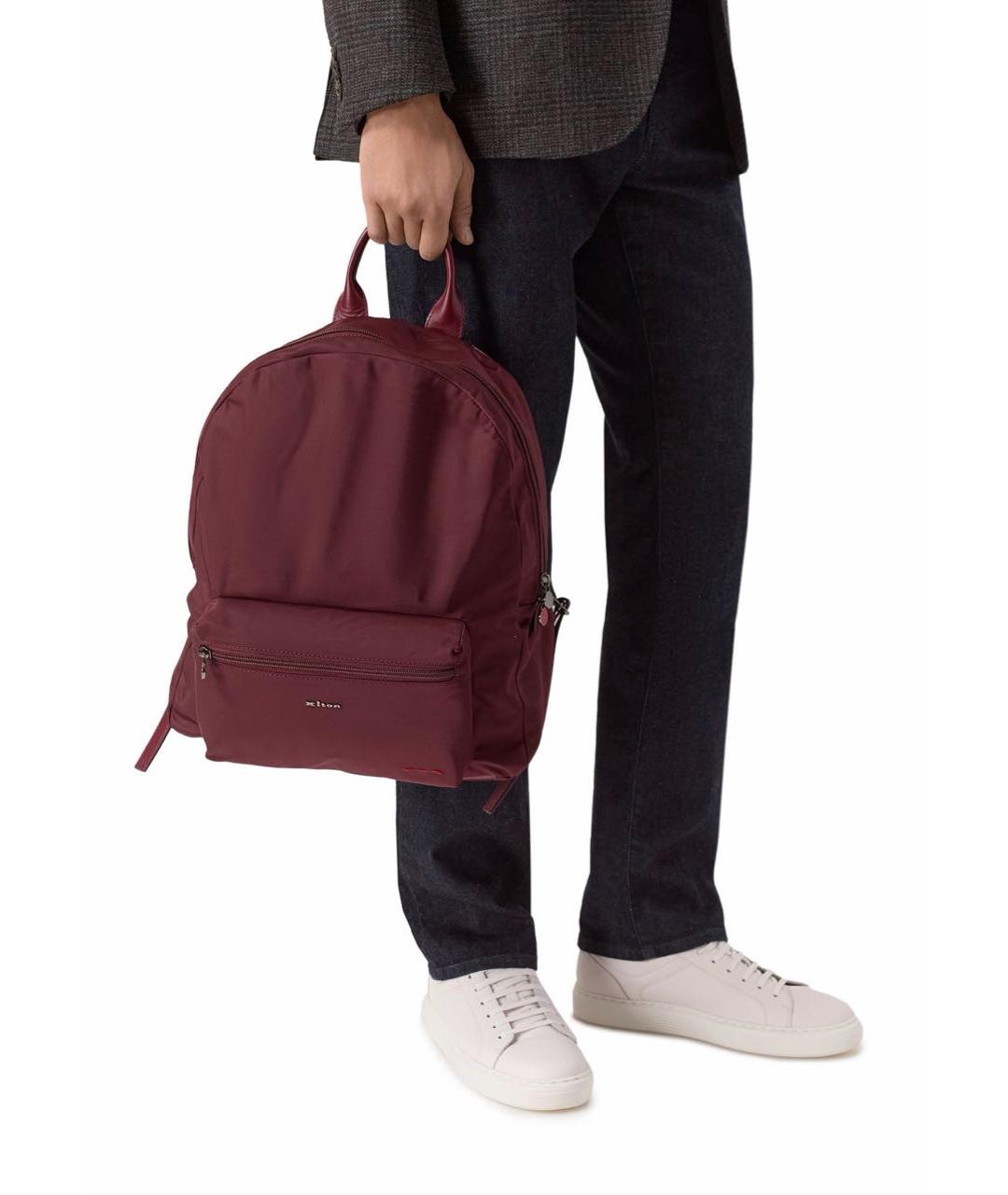 KITON Бордовый тканевый рюкзак, фото 2