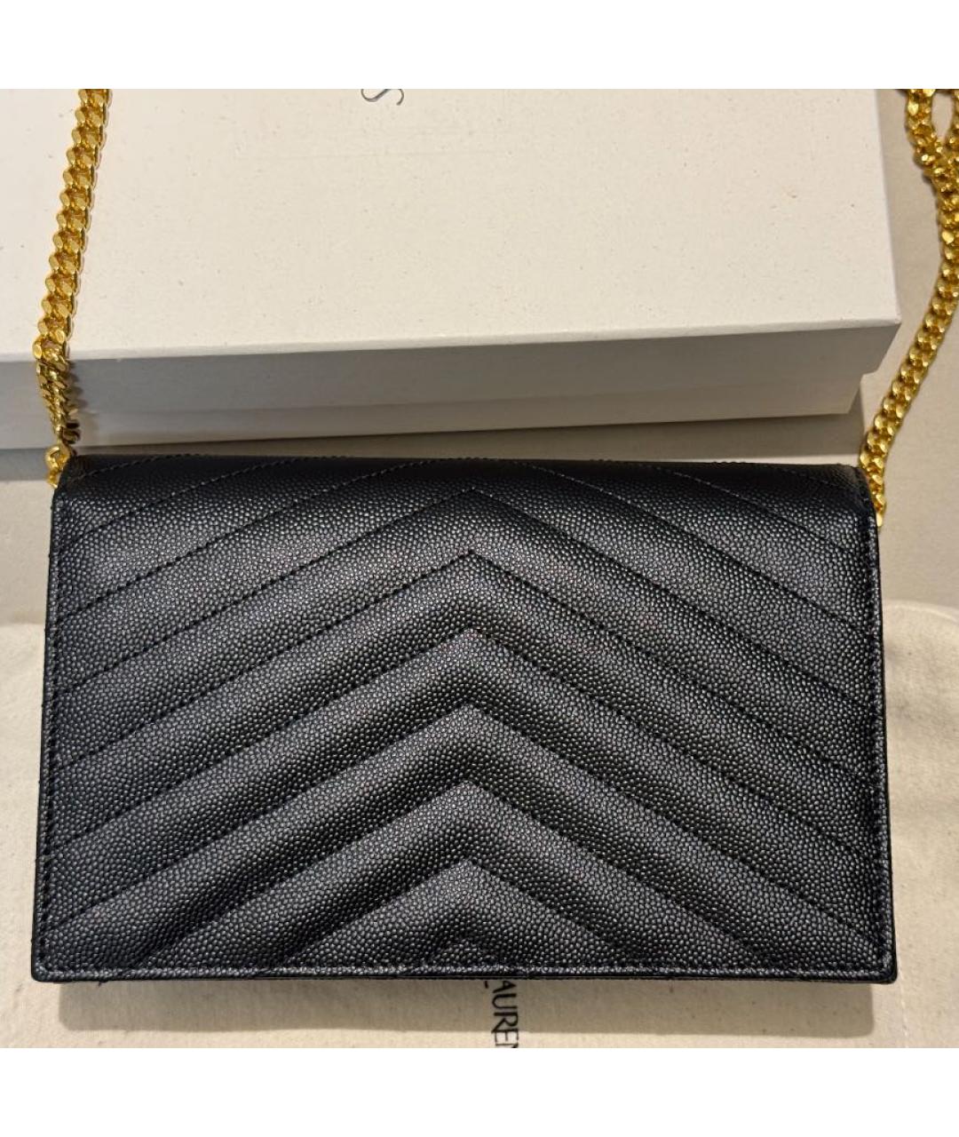 SAINT LAURENT Черная кожаная сумка через плечо, фото 3