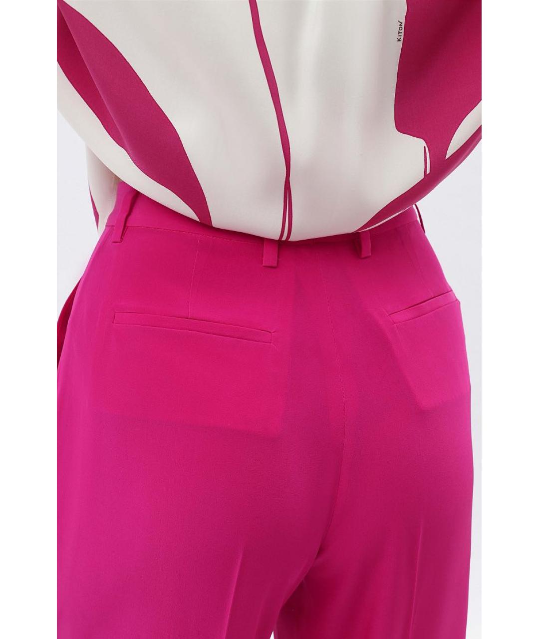KITON Фуксия шелковые брюки широкие, фото 5