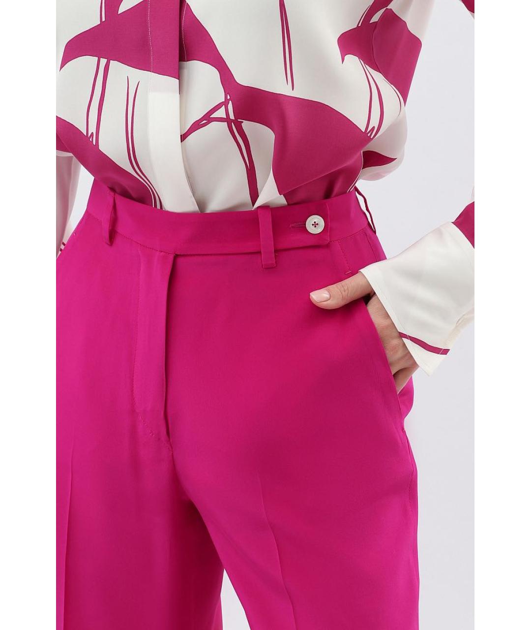 KITON Фуксия шелковые брюки широкие, фото 3