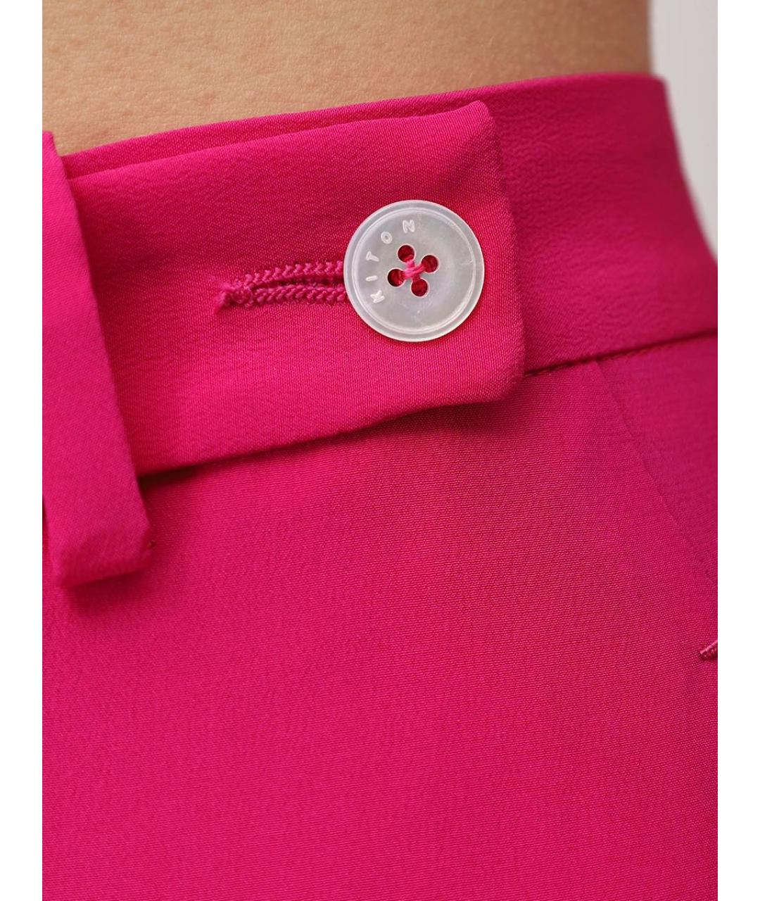 KITON Фуксия шелковые брюки широкие, фото 6