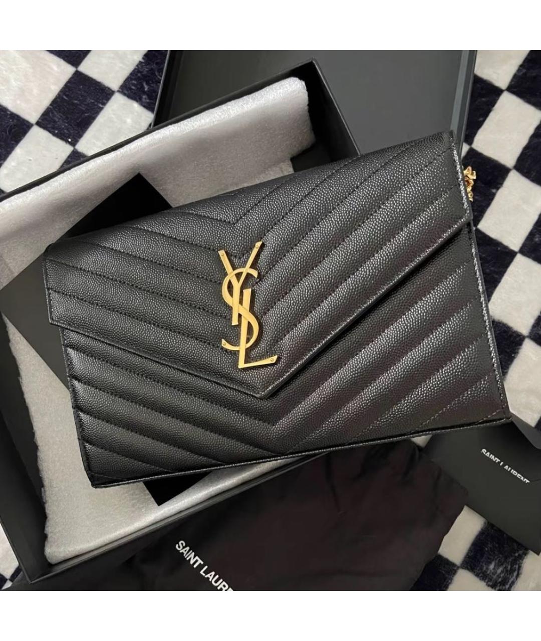 SAINT LAURENT Черная кожаная сумка через плечо, фото 2