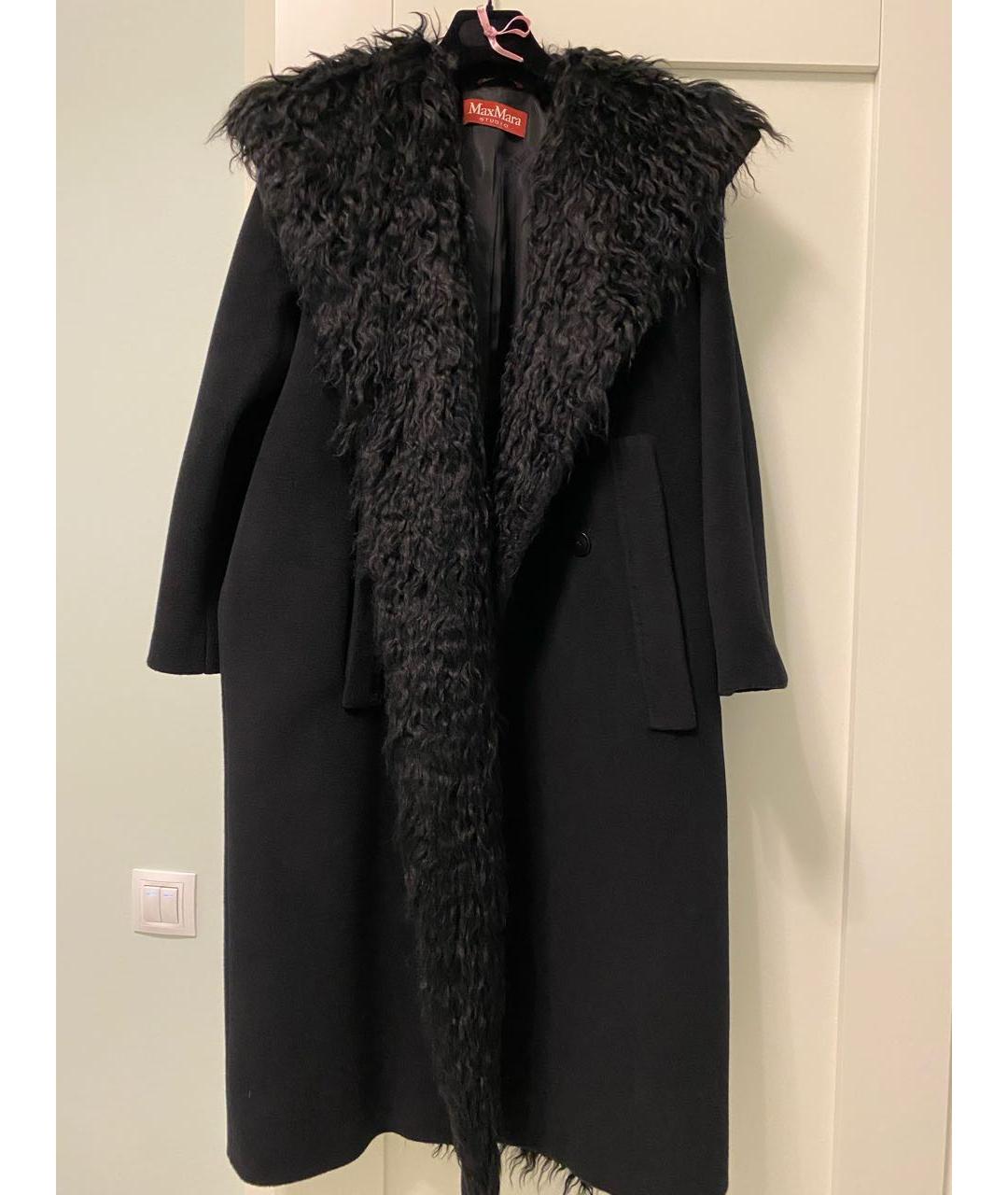 MAX MARA STUDIO Черное шерстяное пальто, фото 4