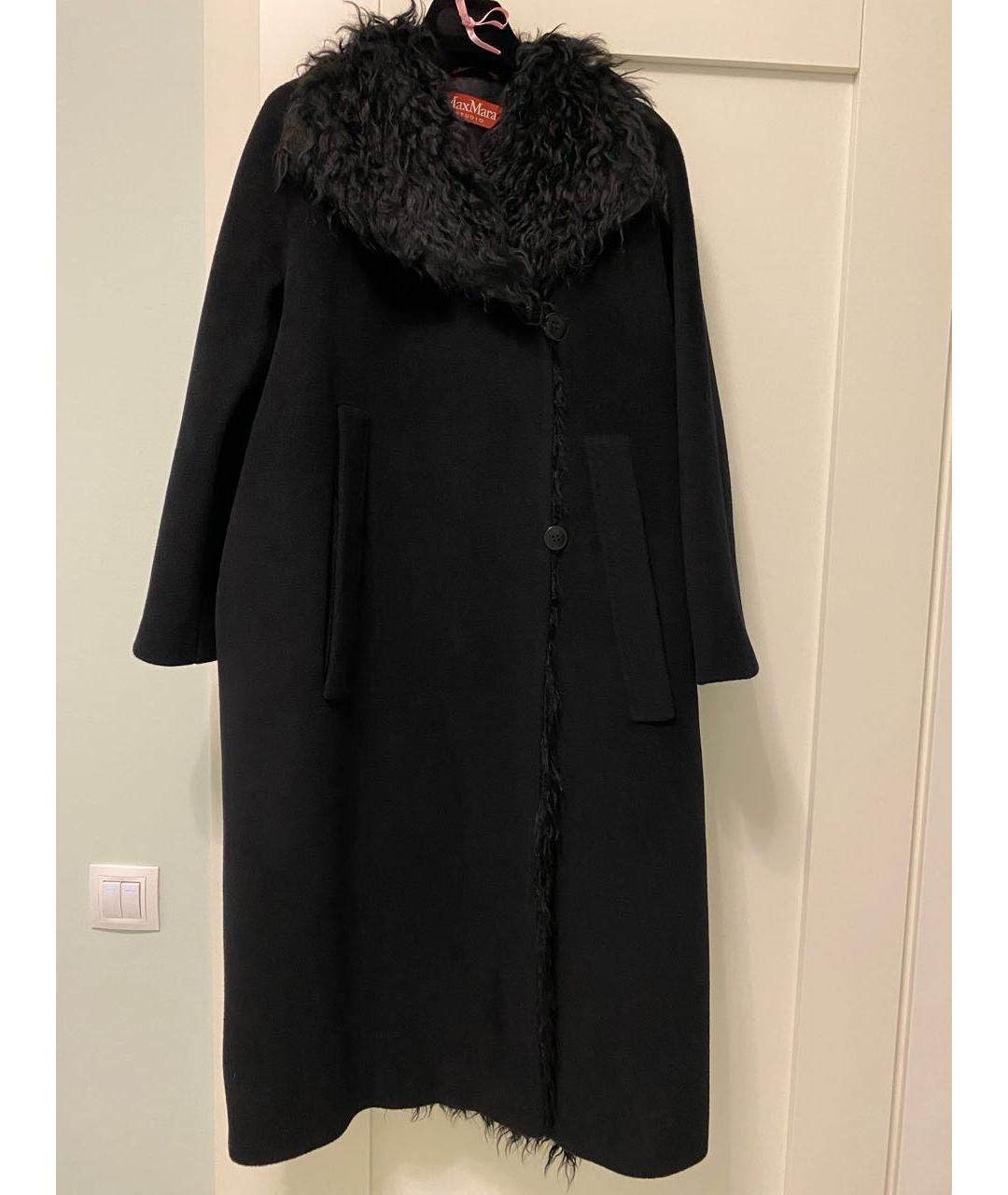 MAX MARA STUDIO Черное шерстяное пальто, фото 5