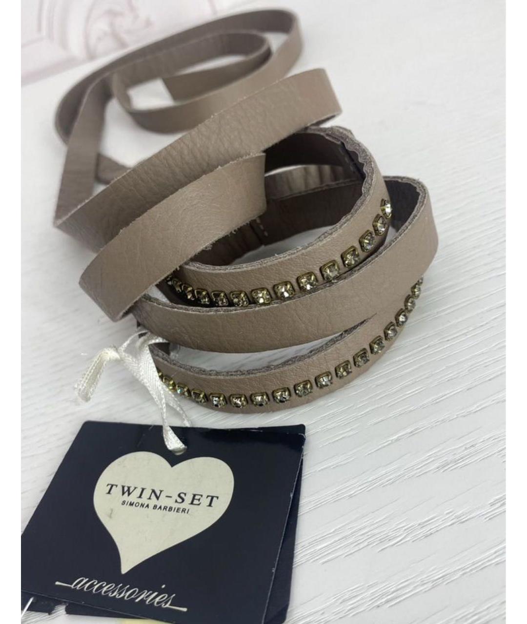 TWIN-SET Бежевый кожаный ремень, фото 8