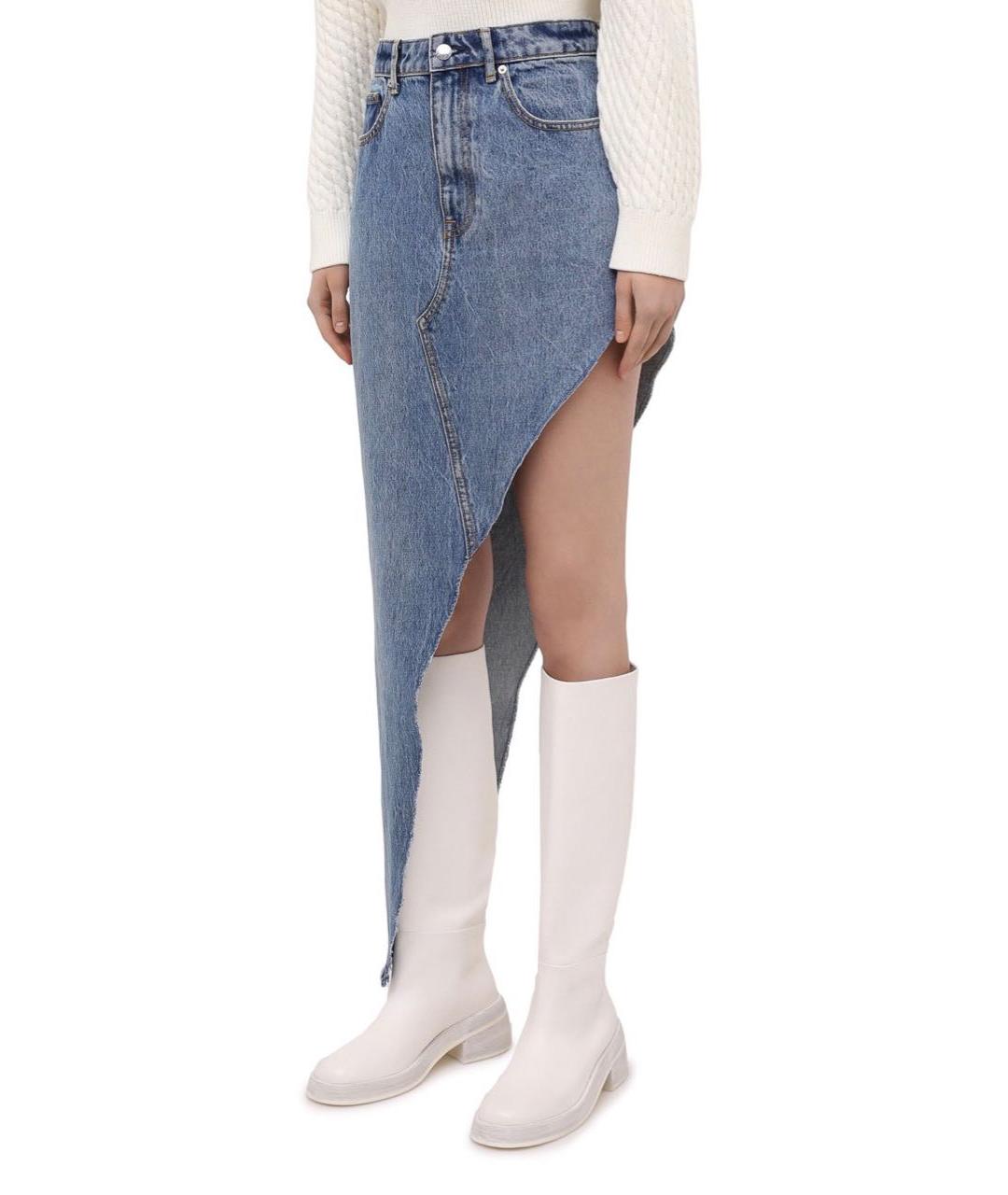 ALEXANDER WANG Голубая деним юбка миди, фото 5