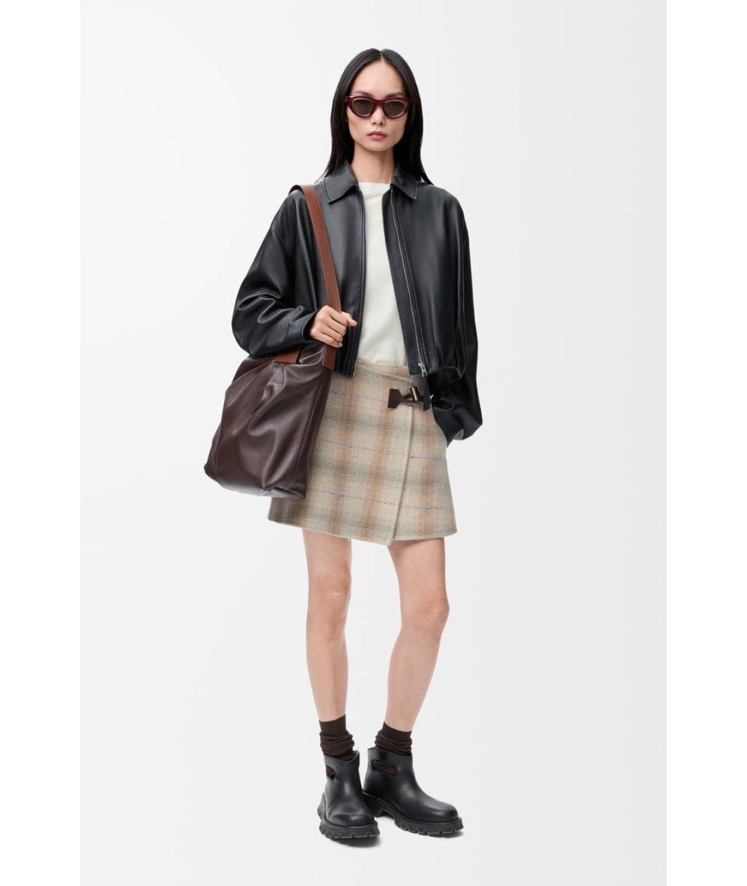 LOEWE Бежевая кашемировая юбка мини, фото 2