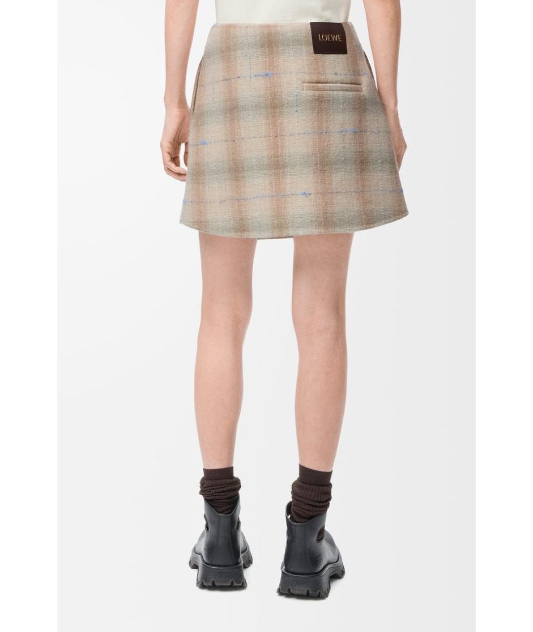 LOEWE Бежевая кашемировая юбка мини, фото 3