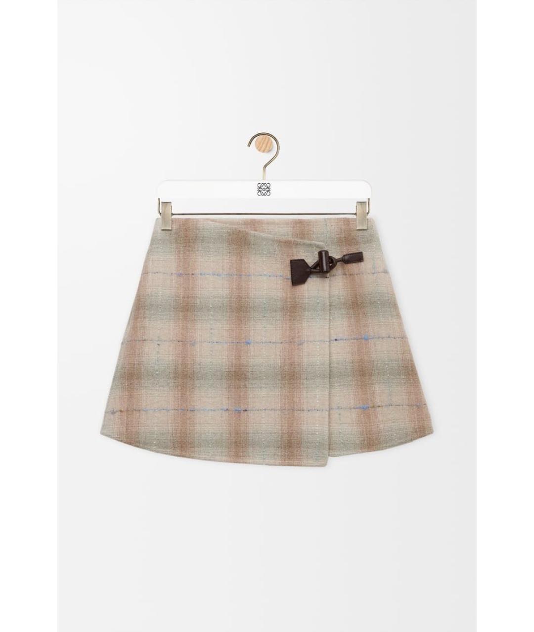 LOEWE Бежевая кашемировая юбка мини, фото 4