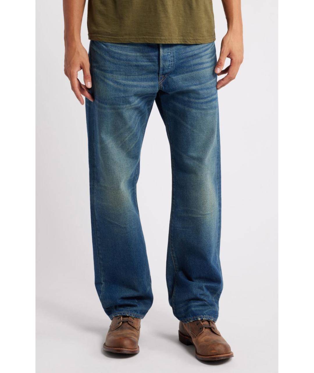 RALPH LAUREN Голубые хлопковые прямые джинсы, фото 8