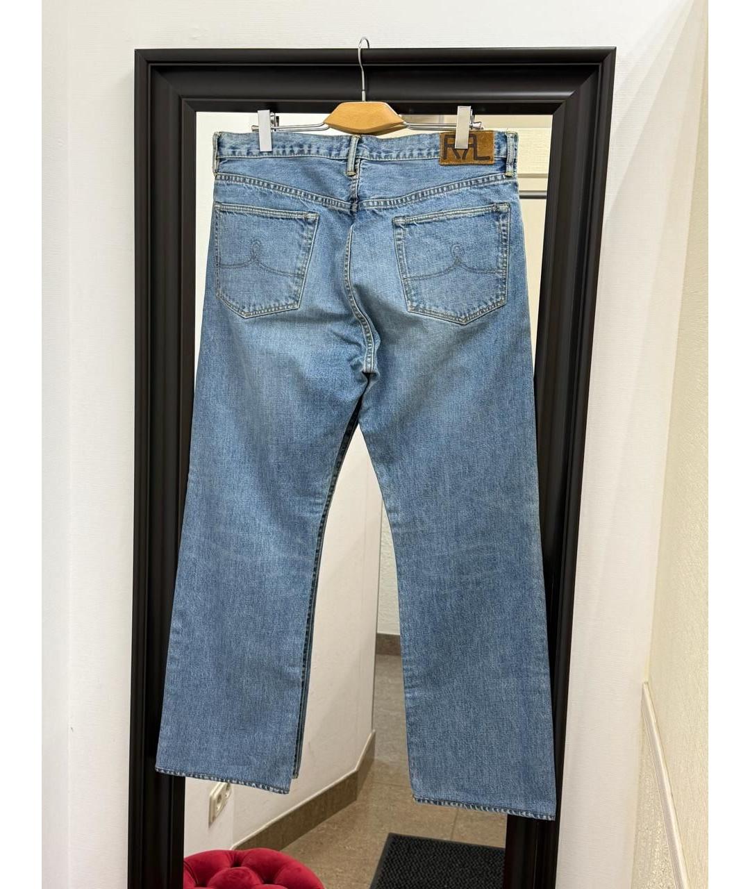 RALPH LAUREN Голубые хлопковые прямые джинсы, фото 3