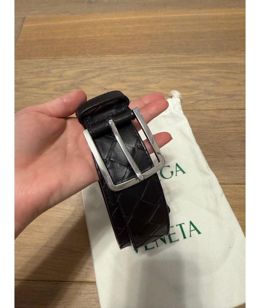 BOTTEGA VENETA Черный кожаный ремень, фото 3