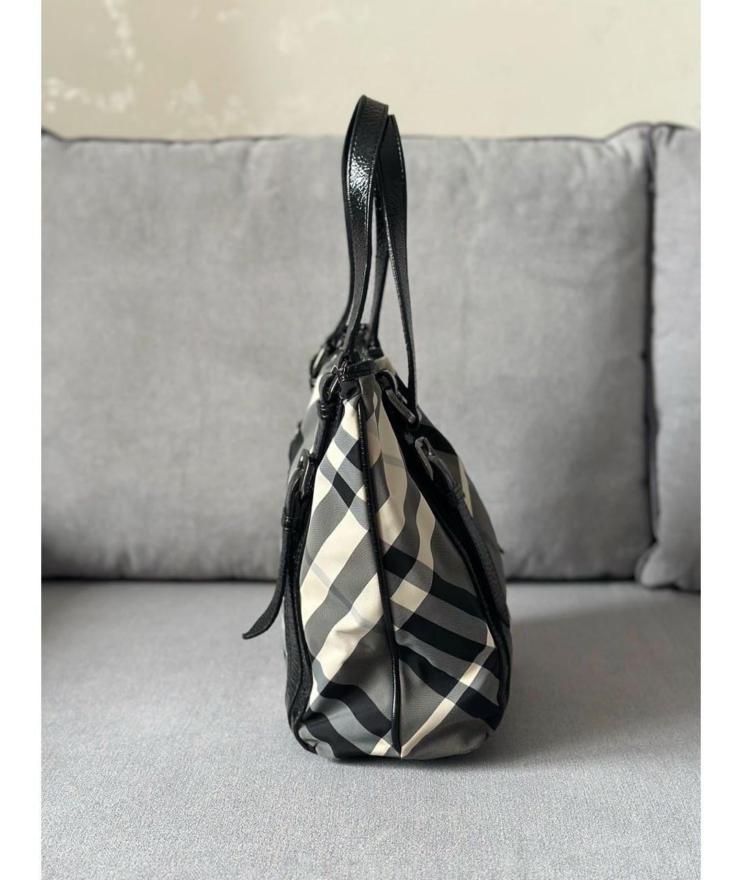 BURBERRY Антрацитовая кожаная сумка с короткими ручками, фото 5