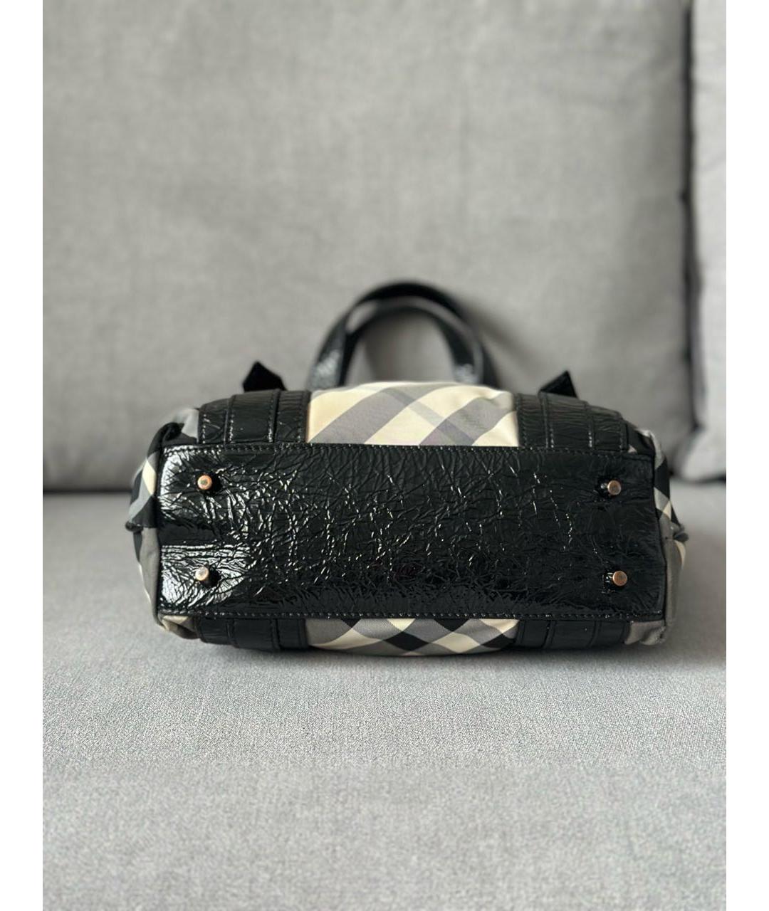 BURBERRY Антрацитовая кожаная сумка с короткими ручками, фото 6