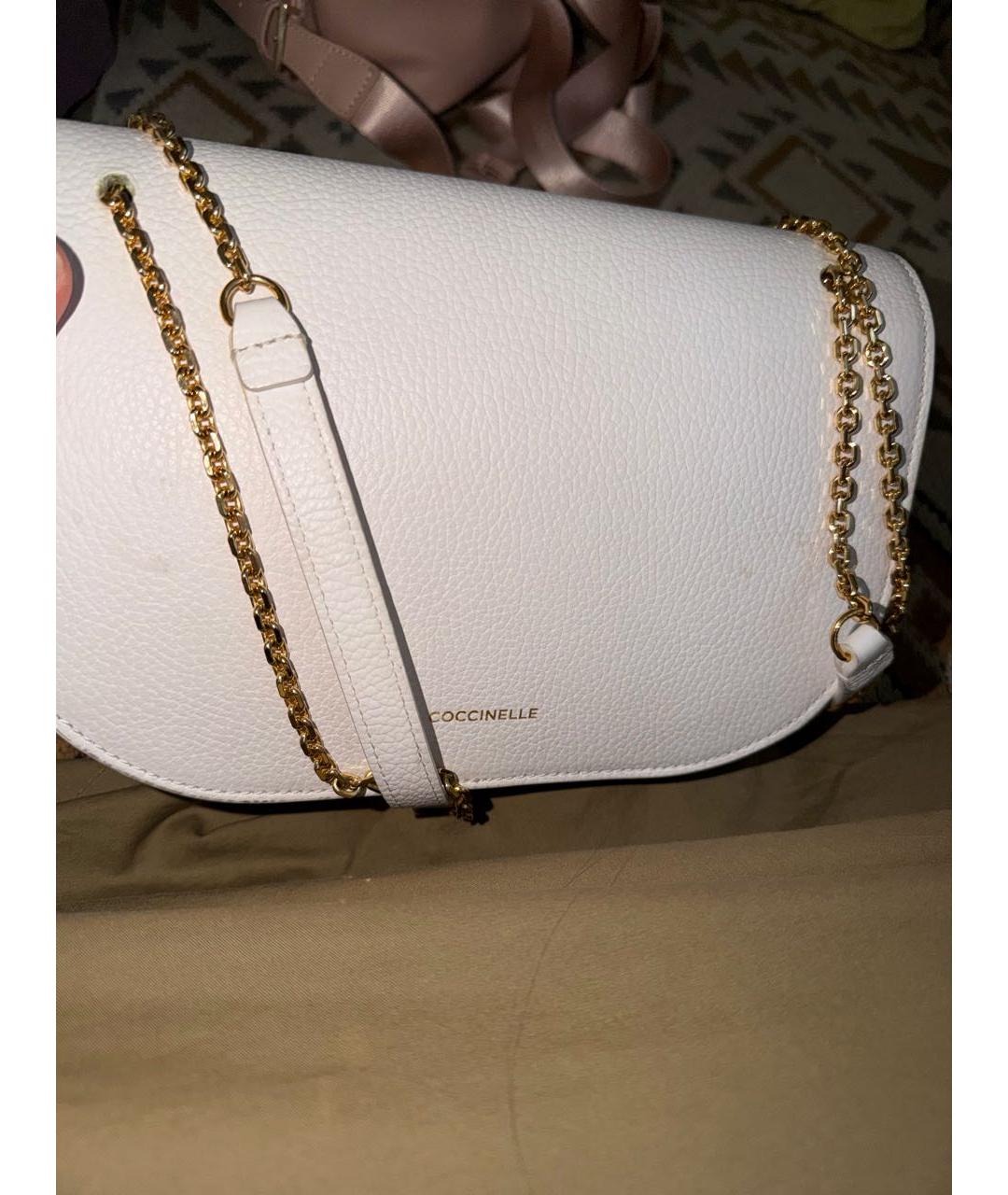 COCCINELLE Белая кожаная сумка через плечо, фото 3