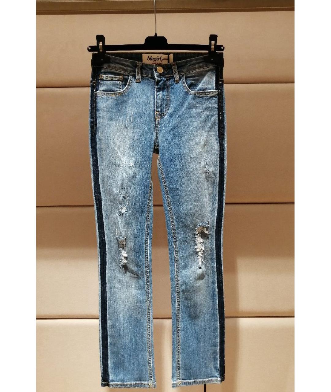 BLUGIRL Голубые хлопковые джинсы слим, фото 3