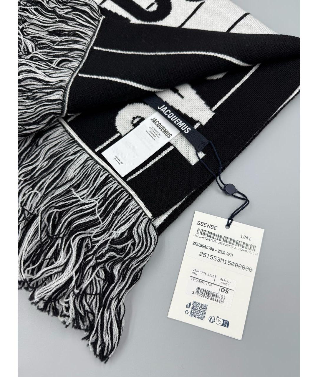 JACQUEMUS Черный шерстяной шарф, фото 3