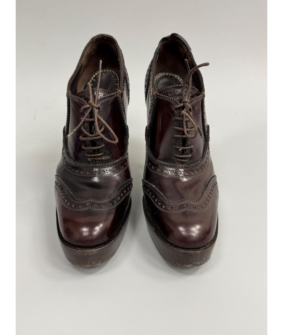 SAINT LAURENT Коричневые кожаные ботильоны, фото 4