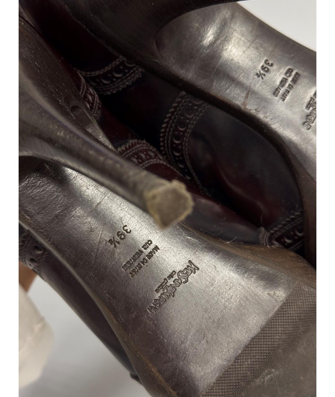 SAINT LAURENT Коричневые кожаные ботильоны, фото 7