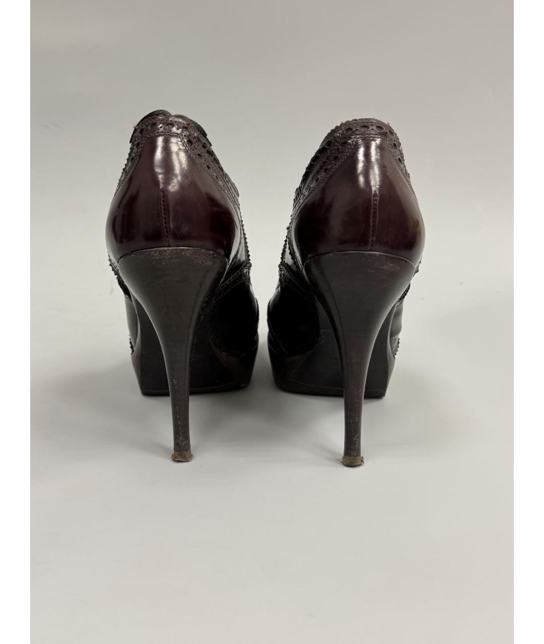 SAINT LAURENT Коричневые кожаные ботильоны, фото 5