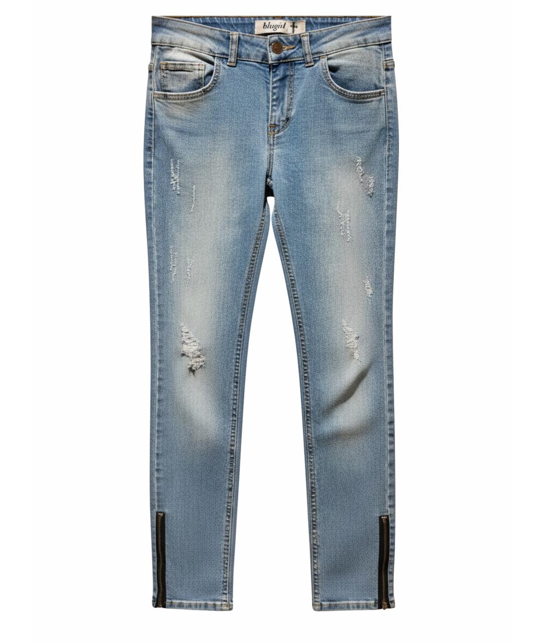 BLUGIRL Голубые хлопковые джинсы слим, фото 1