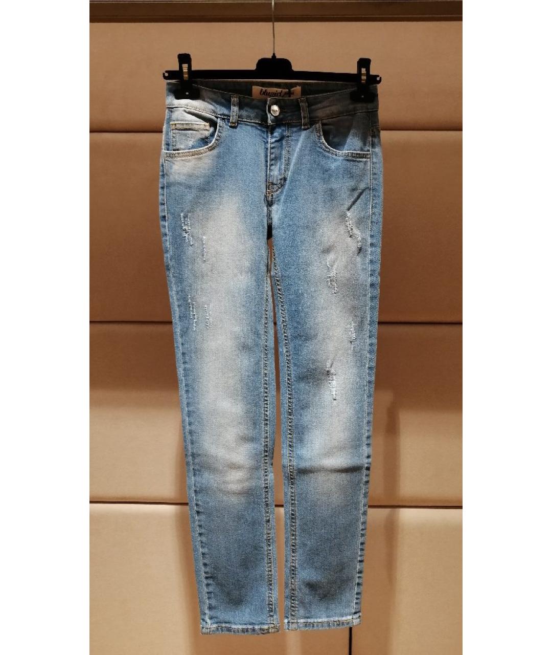 BLUGIRL Голубые хлопковые джинсы слим, фото 3