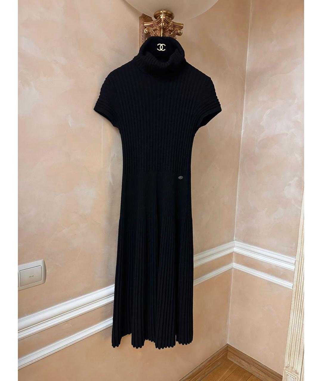 CHANEL Черное шерстяное повседневное платье, фото 8