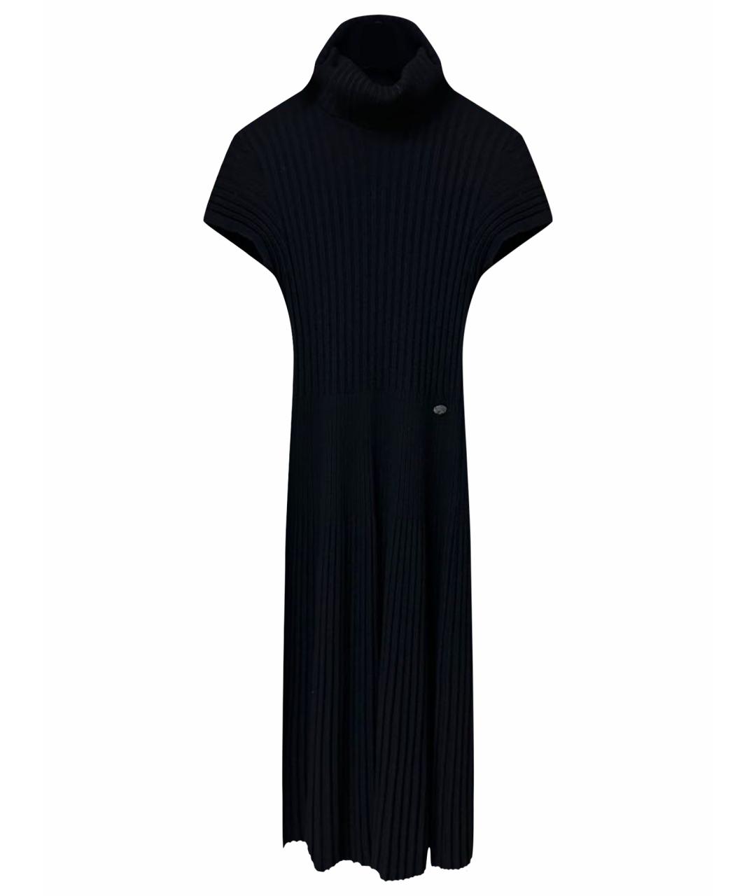 CHANEL Черное шерстяное повседневное платье, фото 1