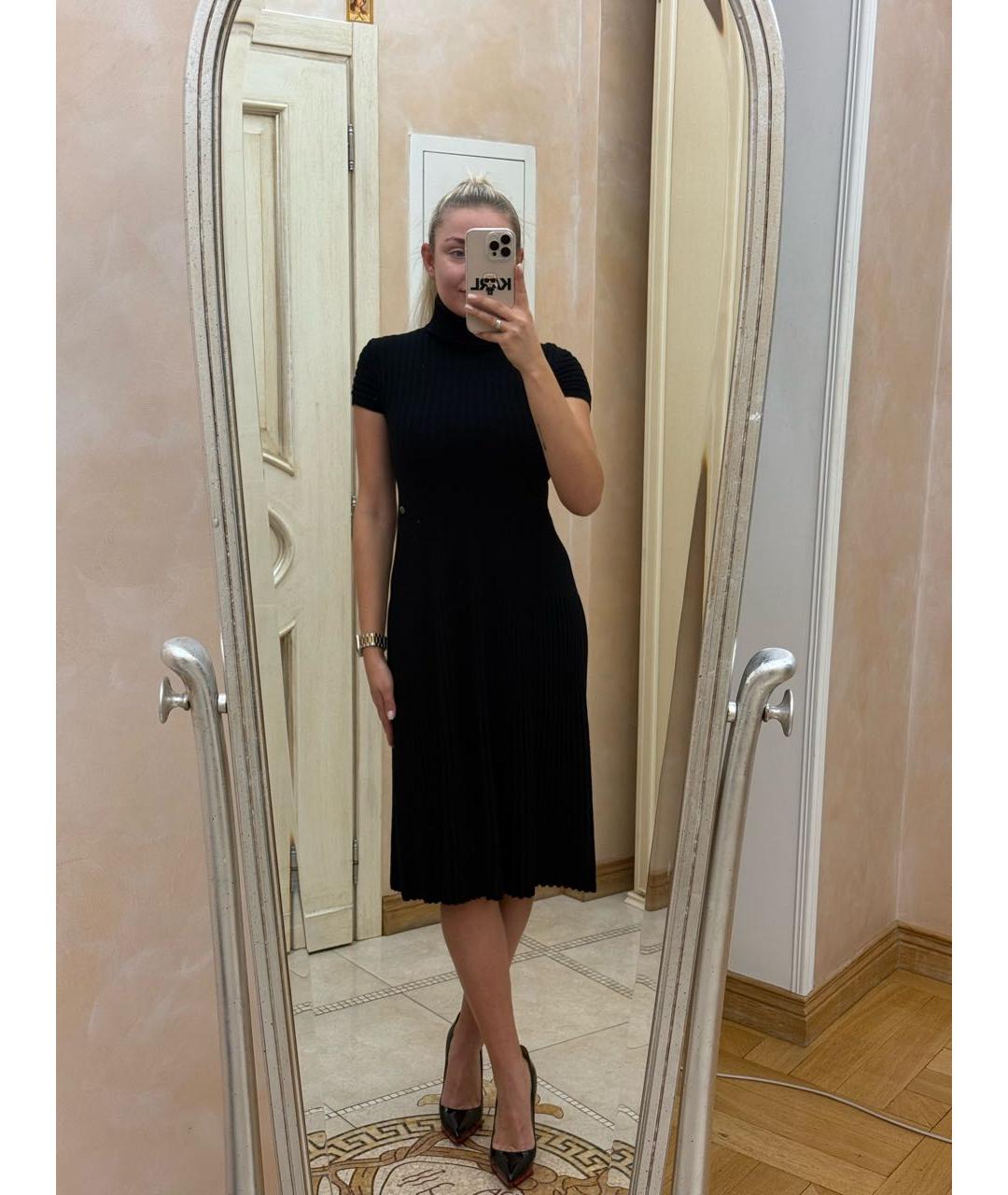 CHANEL Черное шерстяное повседневное платье, фото 7