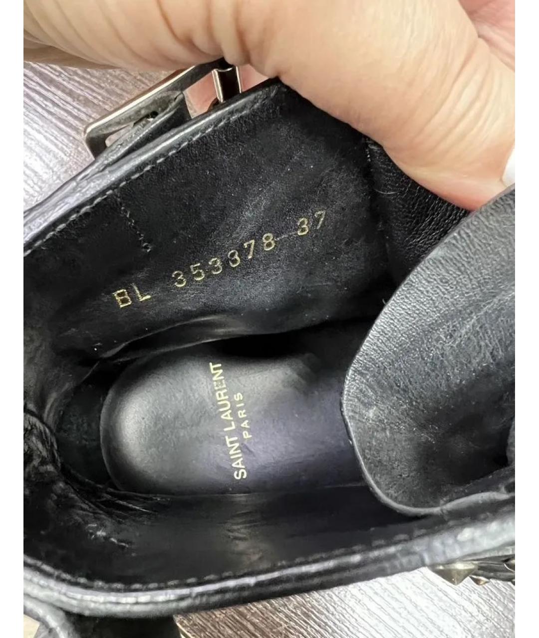 SAINT LAURENT Черные кожаные ботинки, фото 6