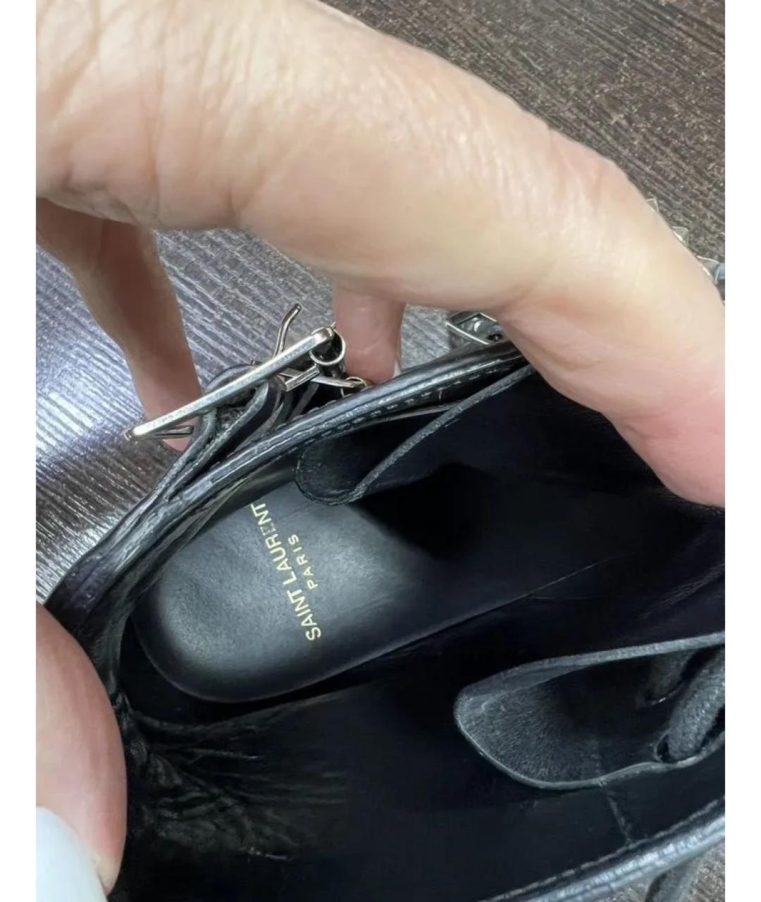 SAINT LAURENT Черные кожаные ботинки, фото 5