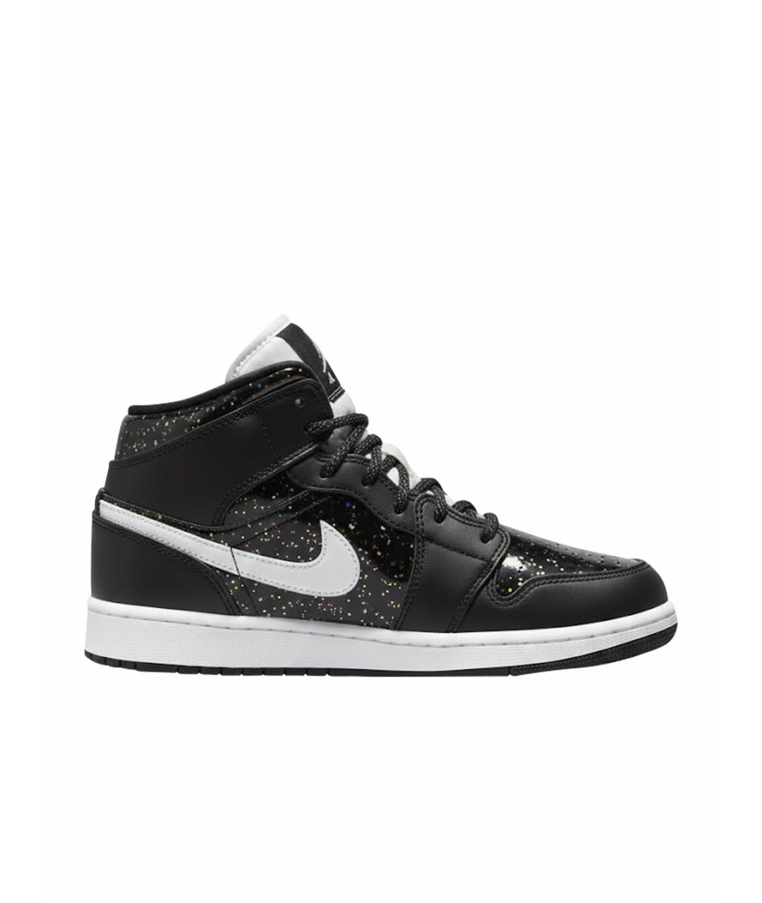 JORDAN Черные кожаные высокие кроссовки / кеды, фото 1