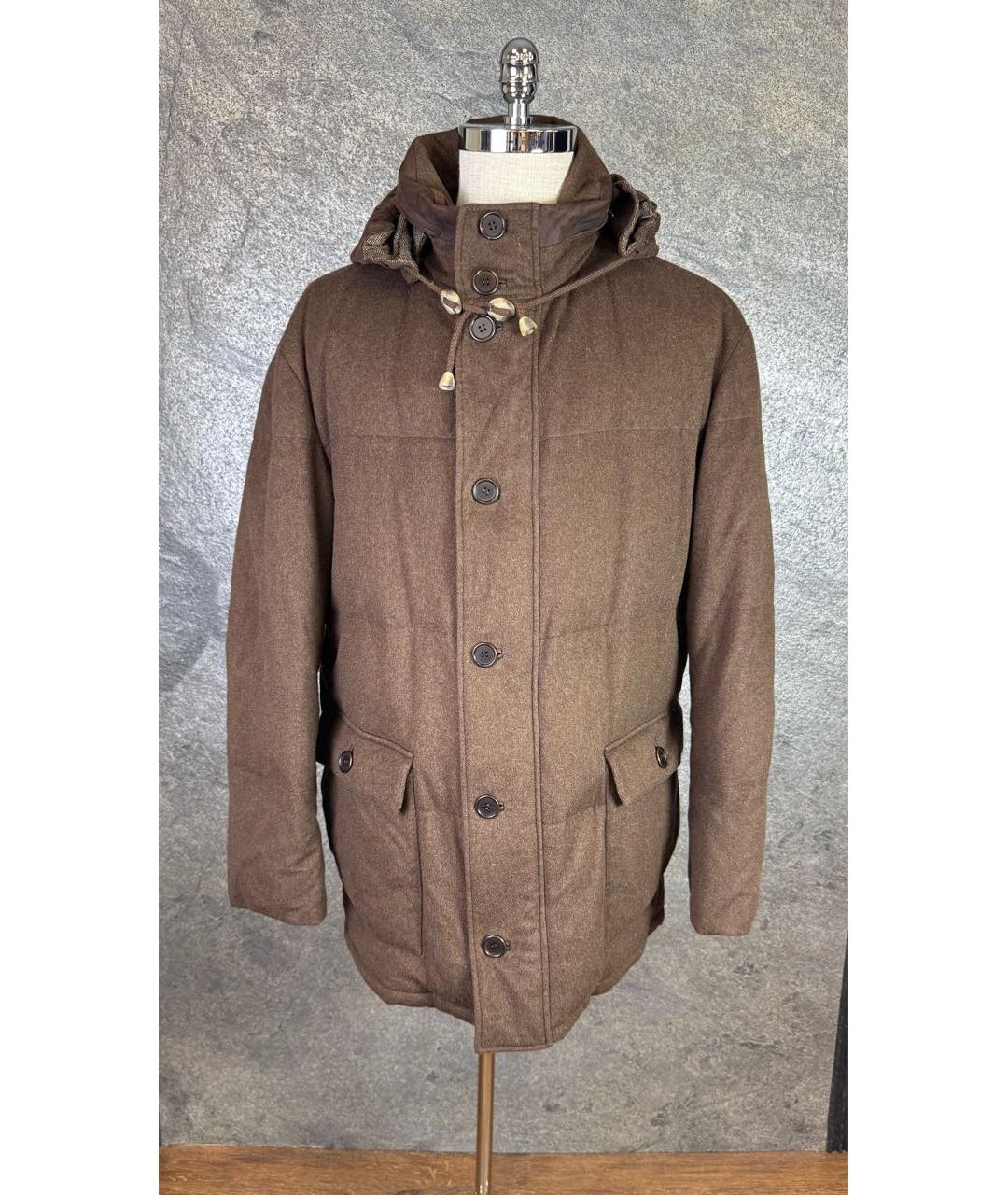 BRIONI Коричневый кашемировый пуховик, фото 5