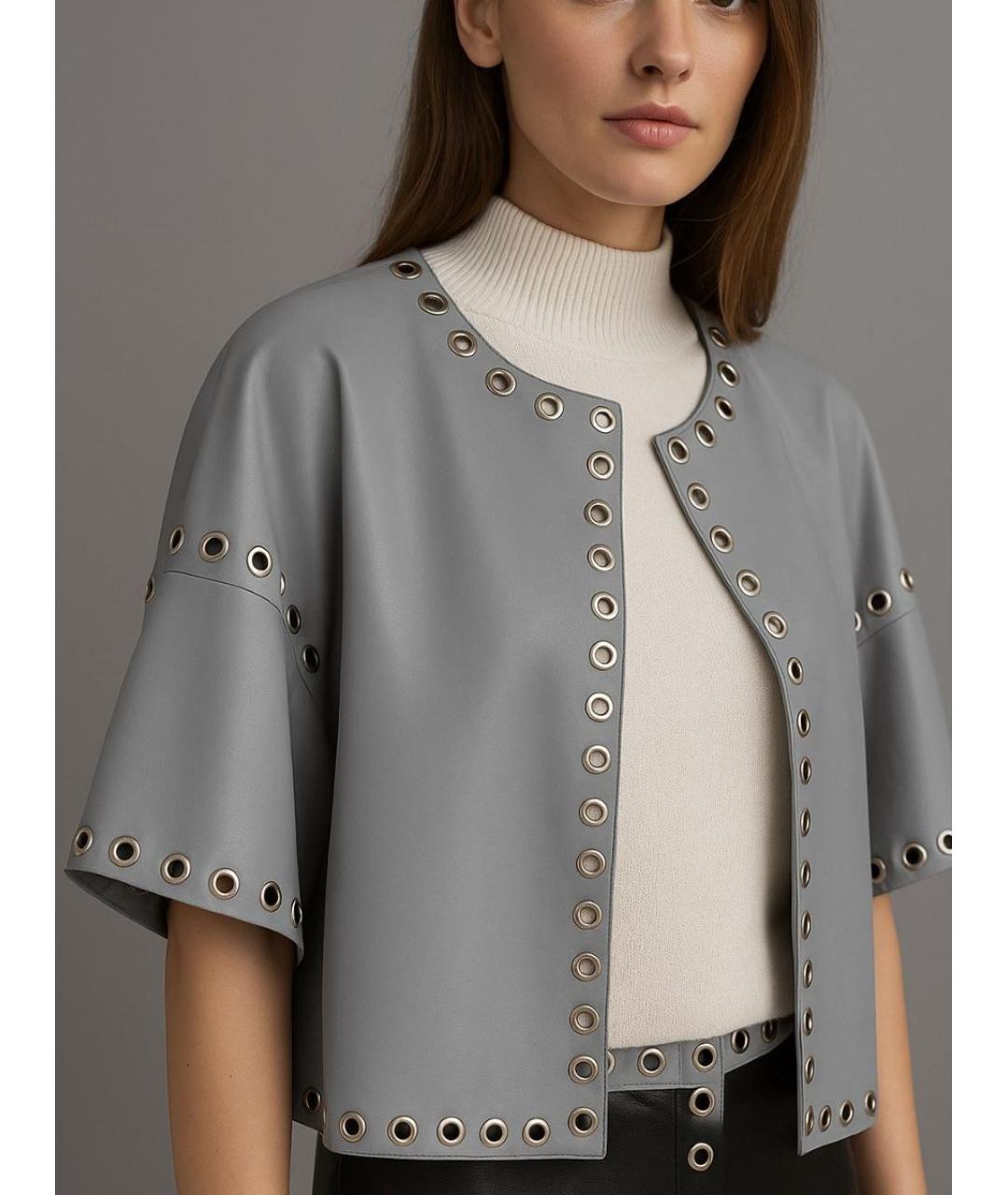 YVES SALOMON Серая кожаная куртка, фото 5